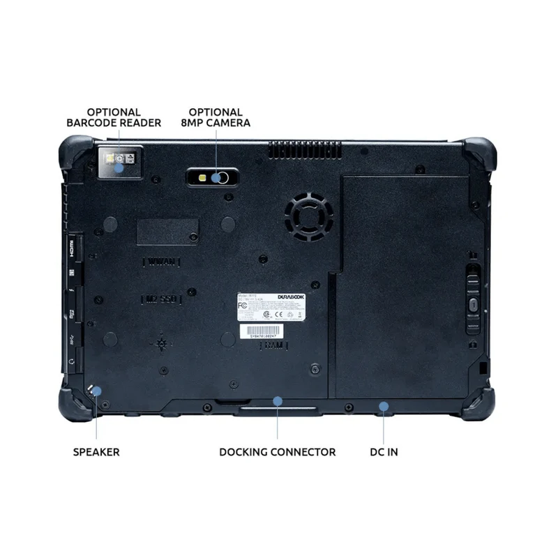 Durabook | Tablet | R11H7 | 11.6 " | Black | 1920 x 1080 pixels | Intel Core i5 | 1235U | 8 GB | 256 GB | Wi-Fi | Front camera | 2 MP | Rear camera | 11 MP | Bluetooth | 5.3 | Windows | 11 Pro - Image 3