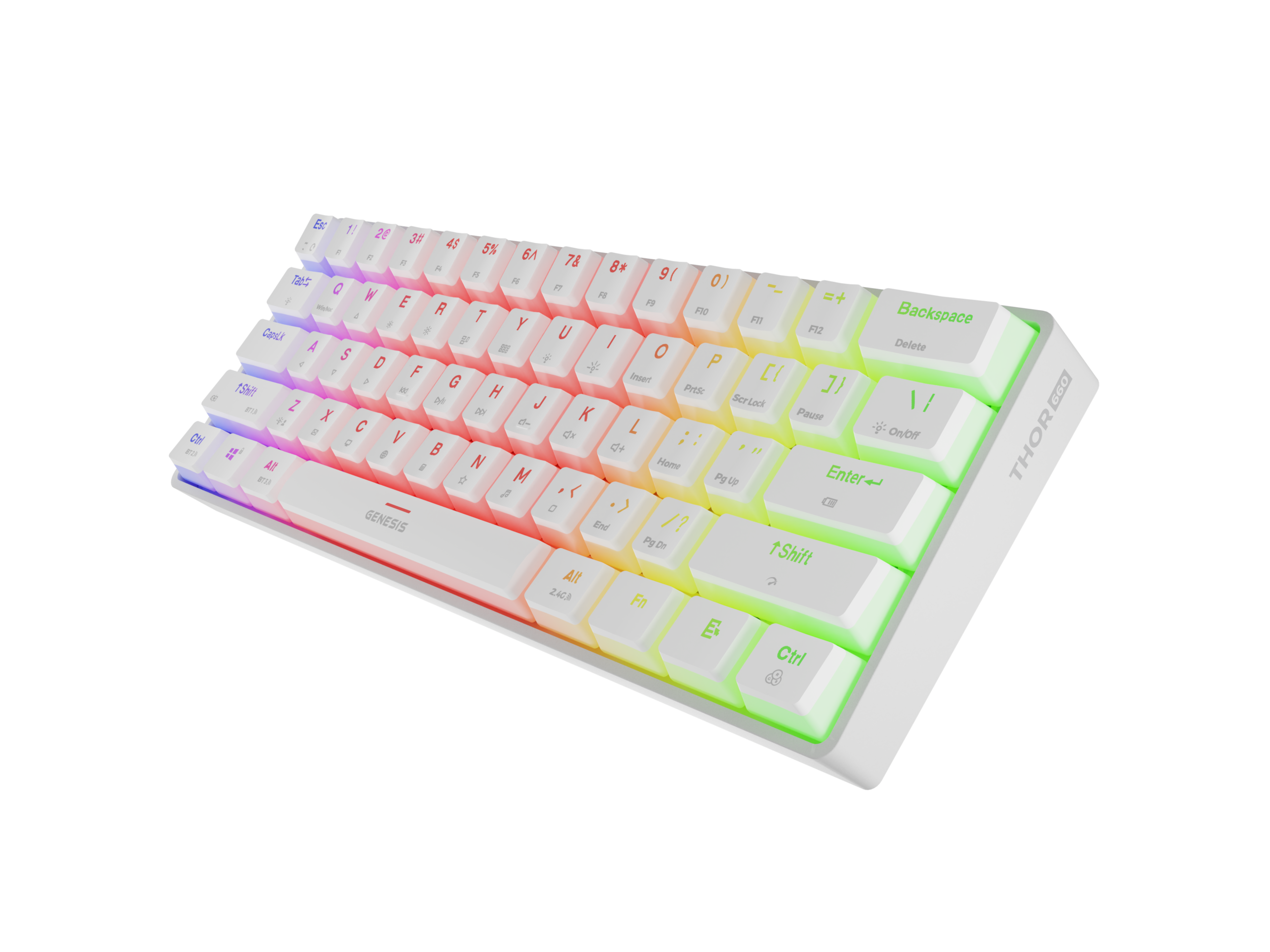 Genesis | THOR 660 G2 | Gaming Keyboard | Wireless/Wired | US | RGB | White | 2.4GHz, Bluetooth, USB-C | Linear - Image 2
