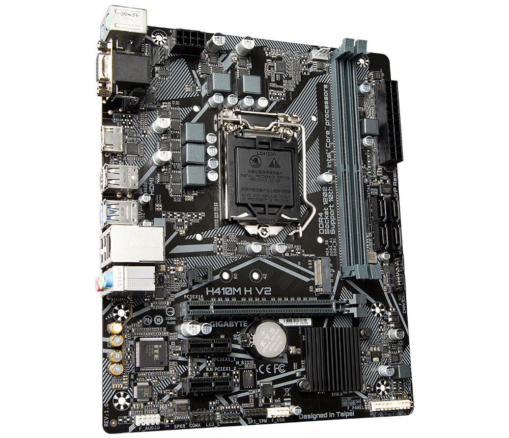 Gigabyte | H410M H V2 1.0 M/B | Processor family Intel | Processor socket LGA1200 | DDR4 DIMM | Memory slots 2 | Supported hard disk drive interfaces SATA, M.2 | Number of SATA connectors 4 | Chipset Micro ATX | Intel H - Image 4