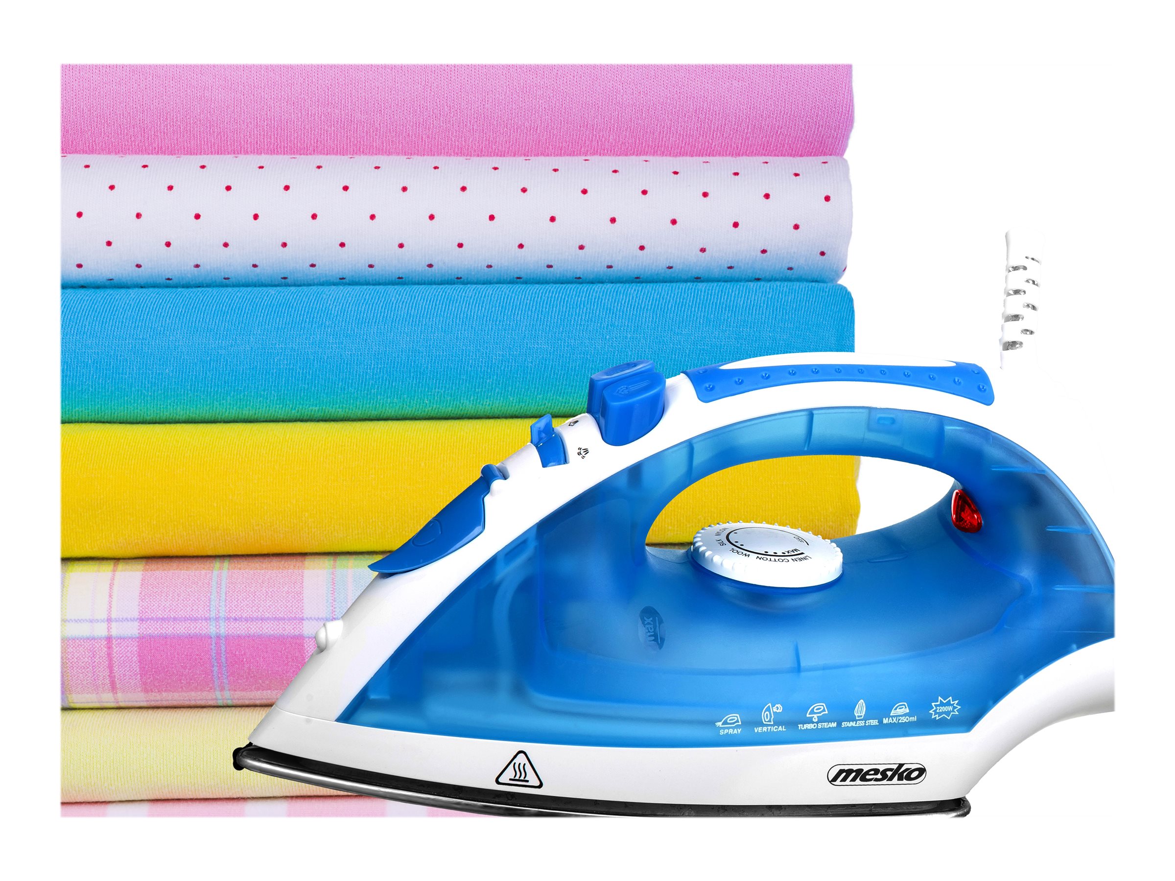 Iron | Mesko | MS 5023 | With cord | 2200 W | Blue/White - Image 12