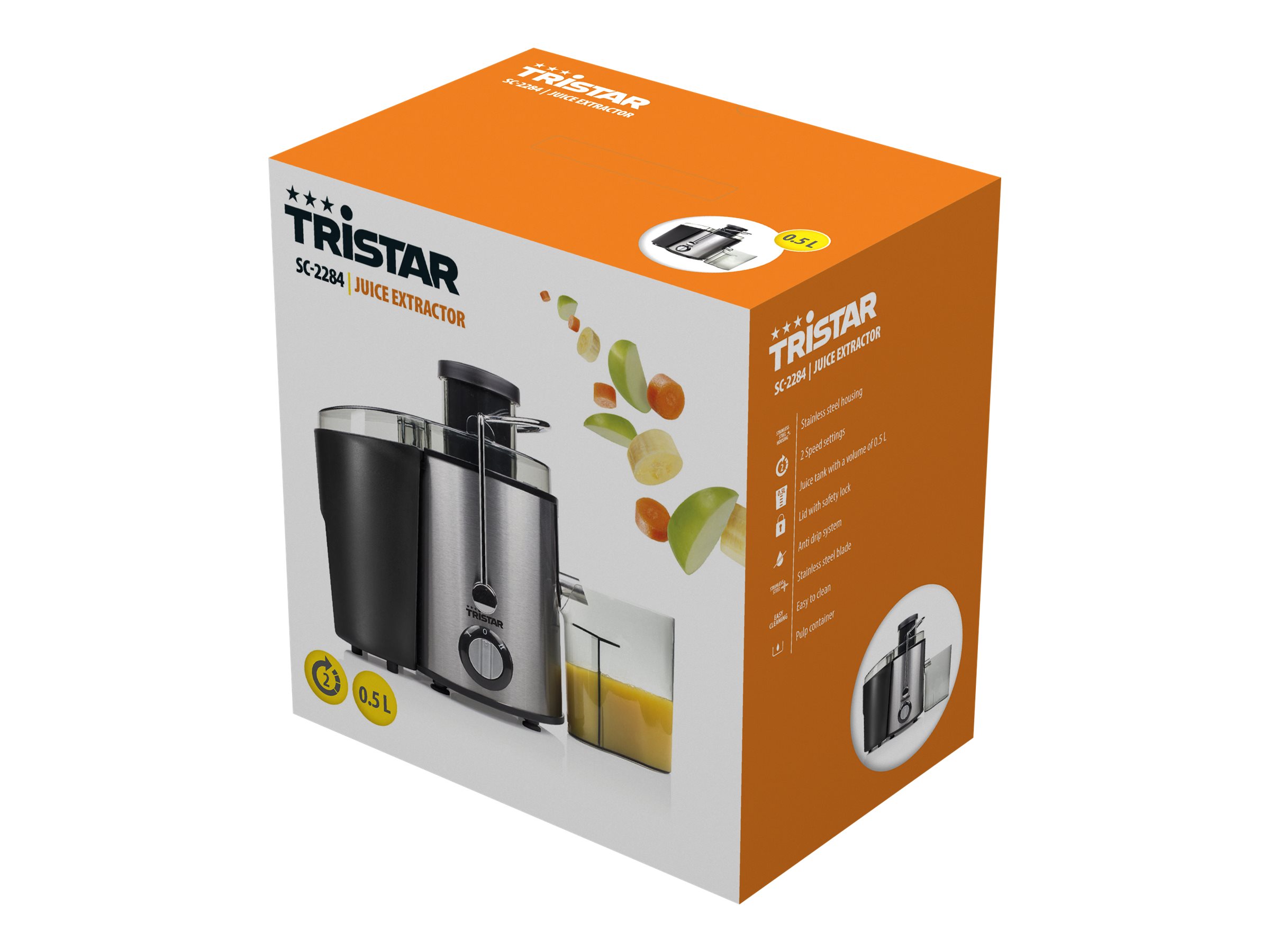 Juicer | Tristar | SC-2284 | Type Centrifugal juicer | Black/Stainless steel | 400 W | Number of speeds 2 - Image 5