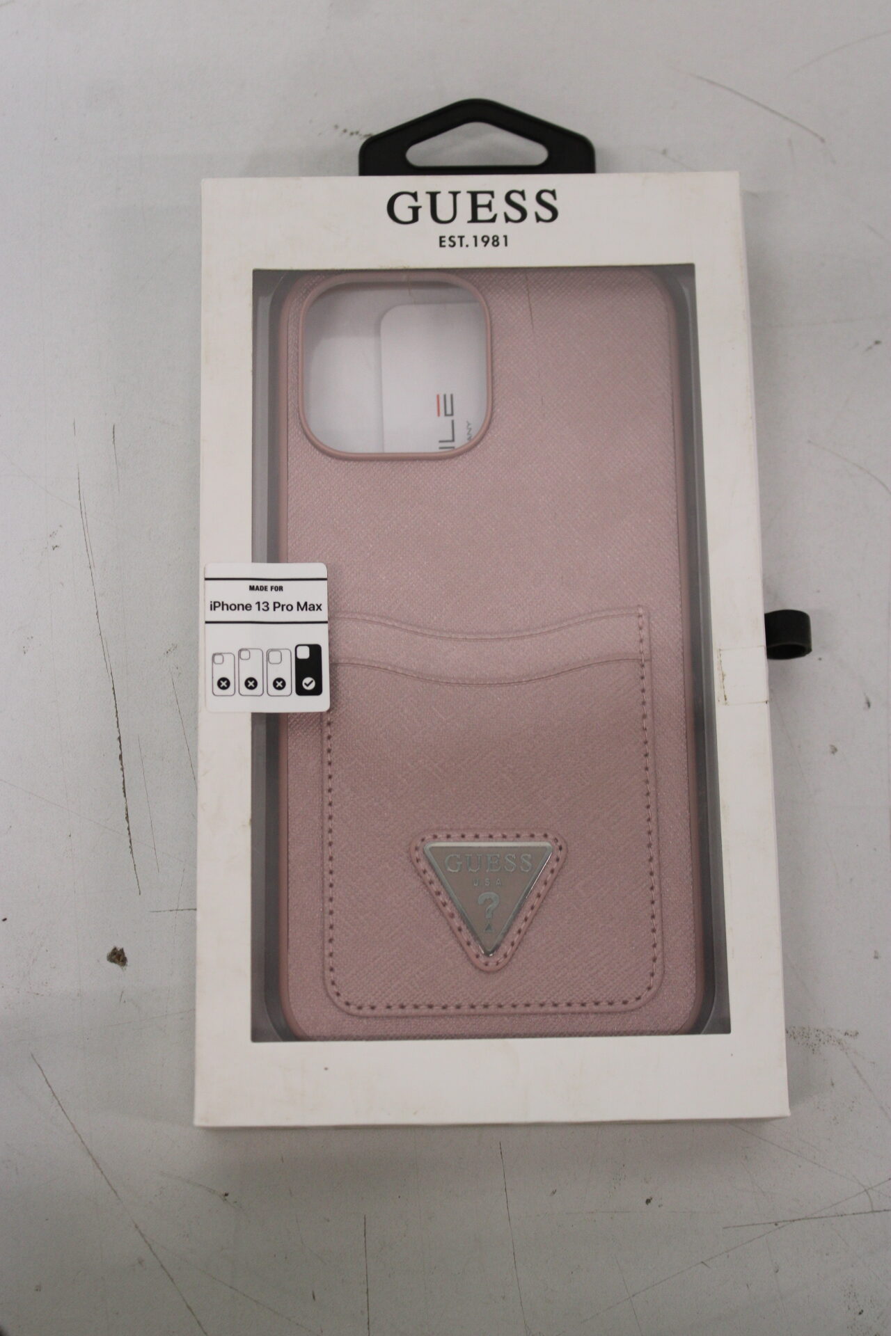 SALE OUT. Guess GUHCP13XPSATPP iPhone 13 Pro Max 6,7" różowy/pink hardcase SaffianoTriangle Logo Cardslot DIRTY PACKAGING | SALE OUT. SALE OUT. GUESS DIRTY PACKAGING