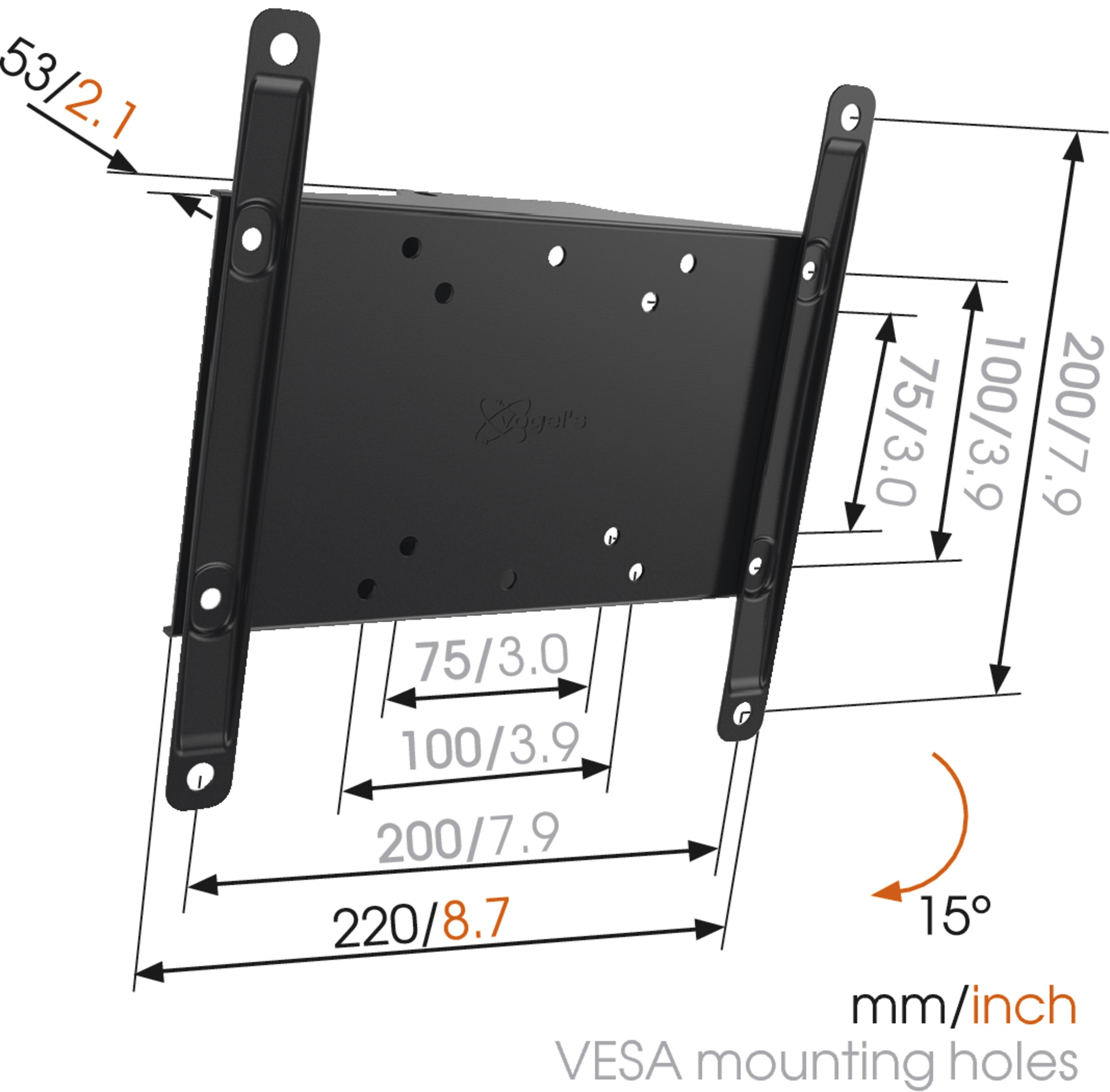 Vogels | Wall mount | MA2010-A1 Tilt | Tilt | 26-40 " | Maximum weight (capacity) 30 kg | Black - Image 4