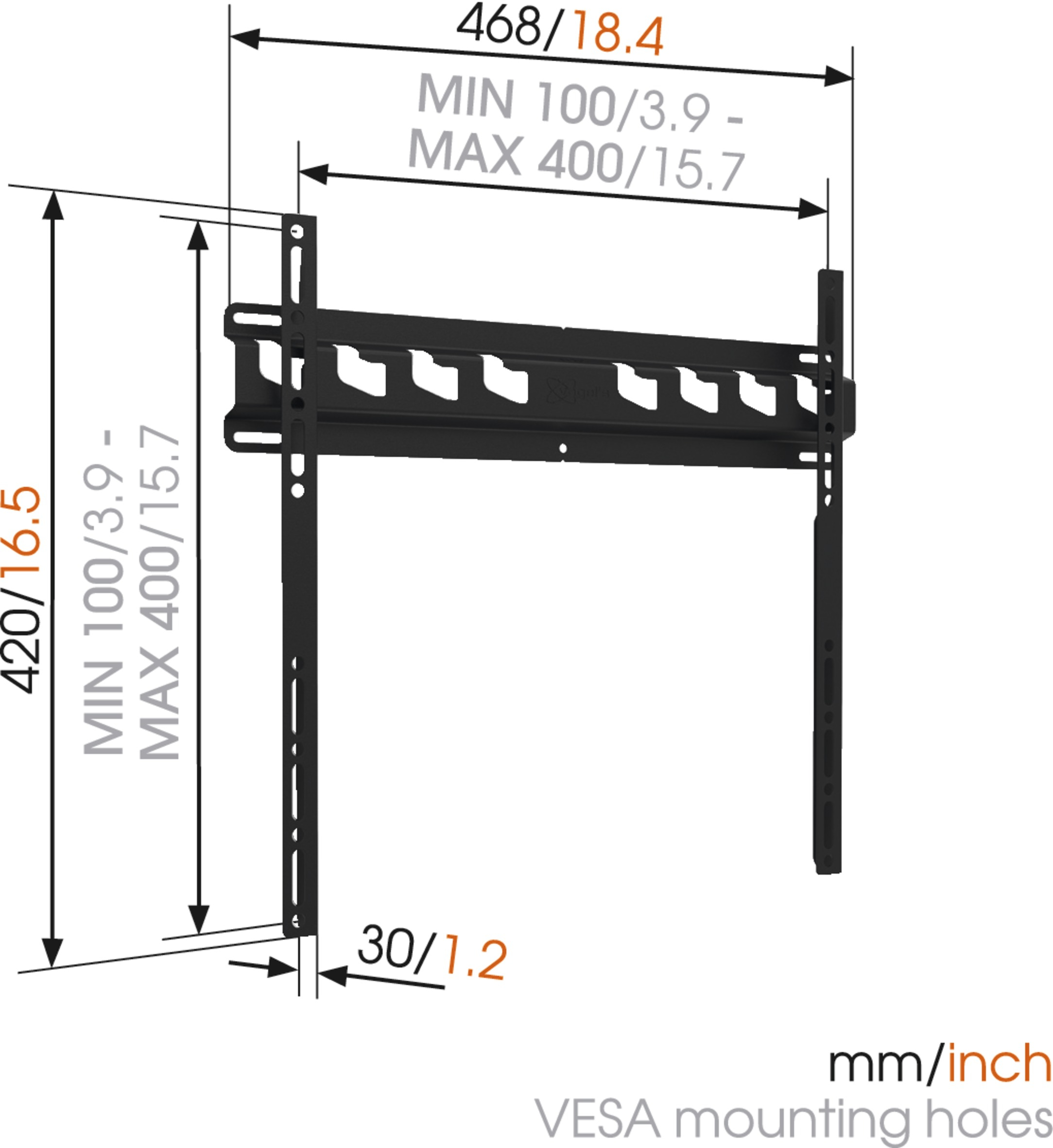 Vogels | Wall mount | MA3000-A | Fixed | 32-55 " | Maximum weight (capacity) 60 kg | Black - Image 3