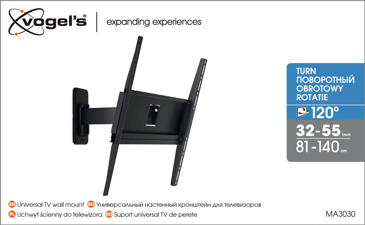 Vogels | Wall mount | MA3030-A1 | Full motion | 32-65 " | Maximum weight (capacity) 25 kg | Black - Image 5