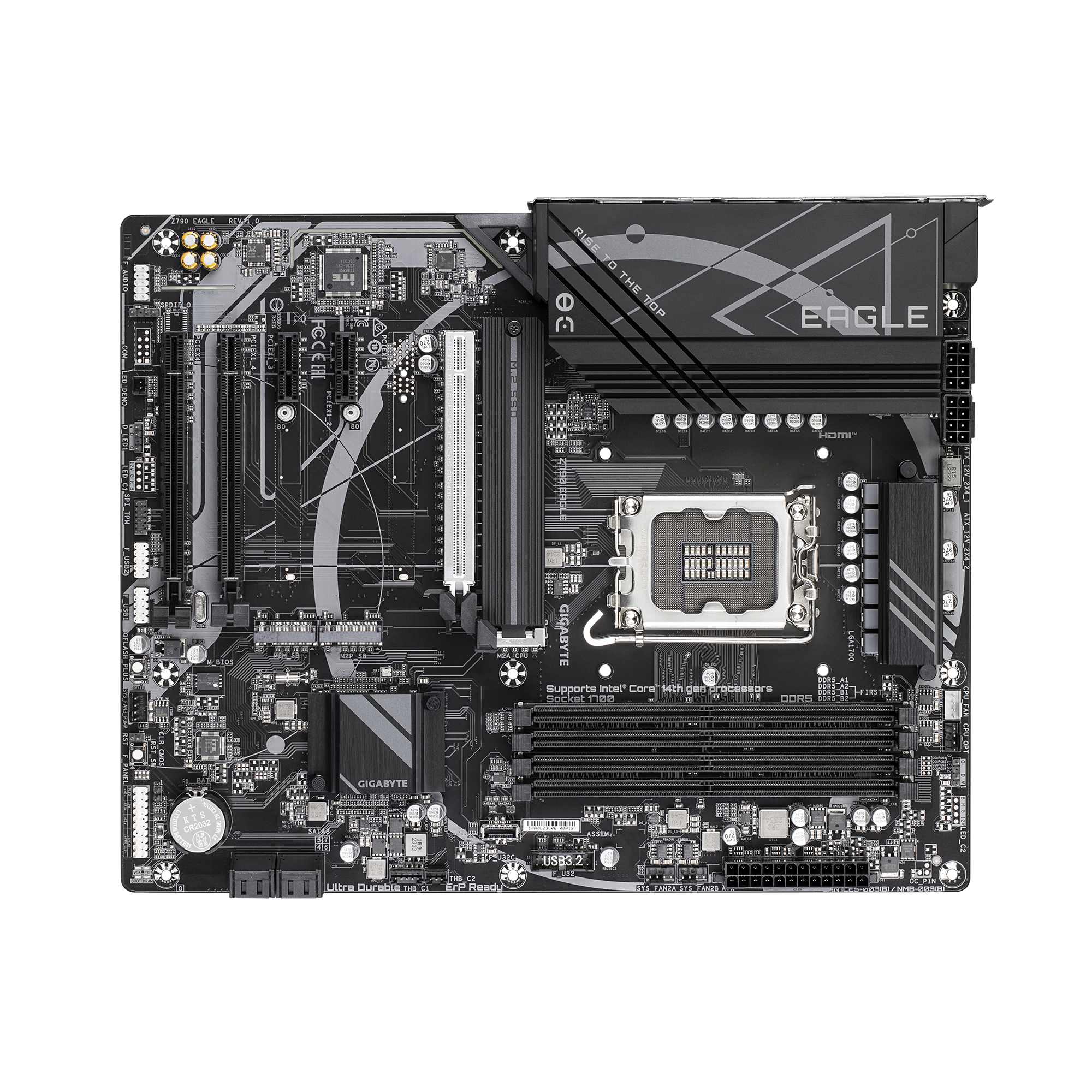 Gigabyte Z790 EAGLE | Processor family Intel | Processor socket LGA1700 | DDR5 DIMM | Supported hard disk drive interfaces M.2, SATA | Number of SATA connectors 4 - Image 4