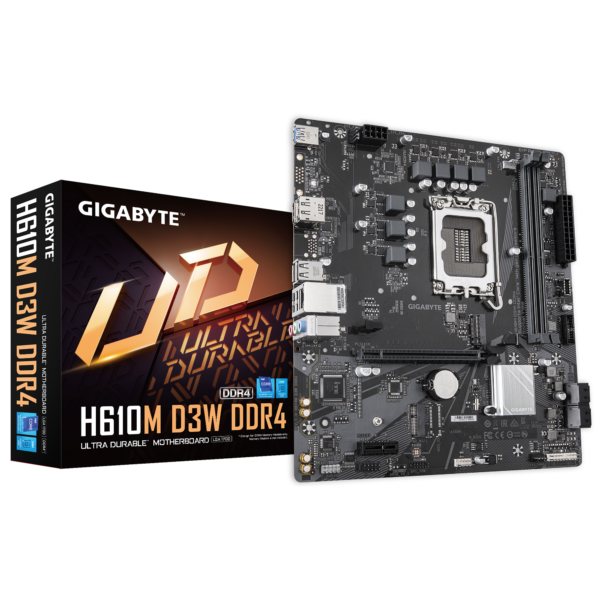 Gigabyte H610M D3W DDR4 | Processor family Intel | Processor socket LGA1700 | DDR4 | Supported hard disk drive interfaces M.2, SATA | Number of SATA connectors 4