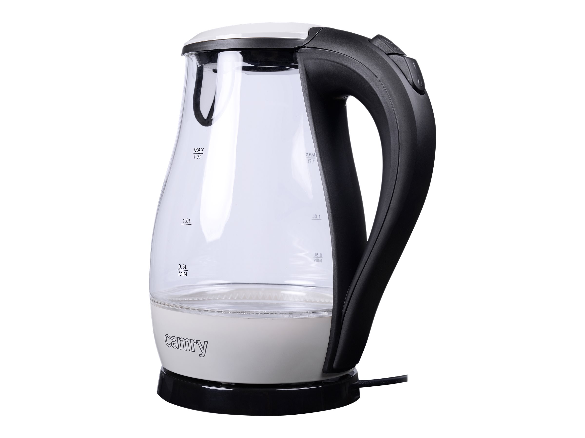 Camry | CR 1251 | Standard kettle | 2000 W | 1.7 L | Glass | 360° rotational base | Glass/Black - Image 2