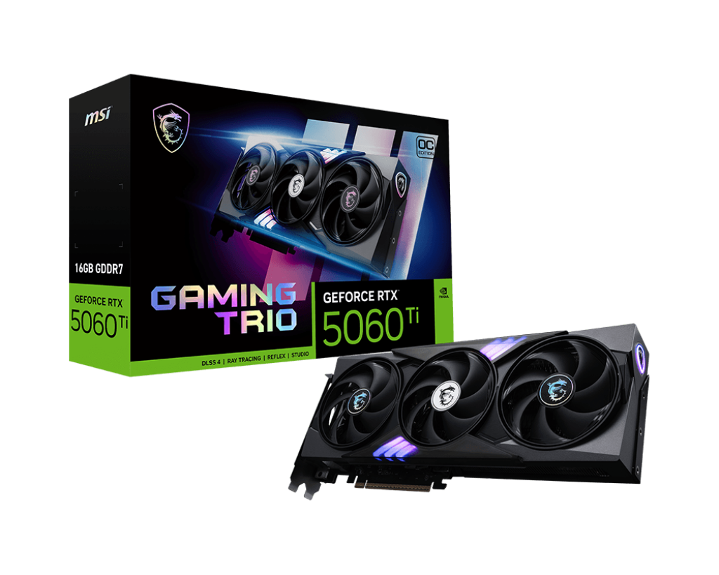 MSI GeForce RTX 5060 Ti 16G GAMING TRIO OC | NVIDIA | 16 GB | GeForce RTX 5060 Ti | GDDR7 | HDMI ports quantity 1 | PCI Express Gen 5 x16 (uses x8)