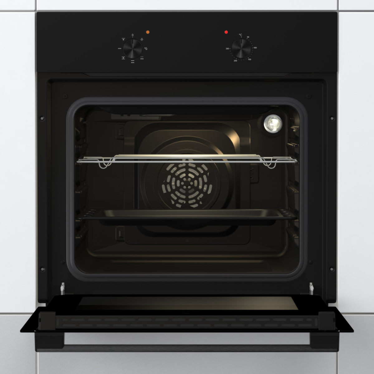 Gorenje Oven | BO6615E01B | 60 L | Electric | EnamelClean | Push pull buttons | Height 59.5 cm | Width 59.5 cm | Black - Image 2