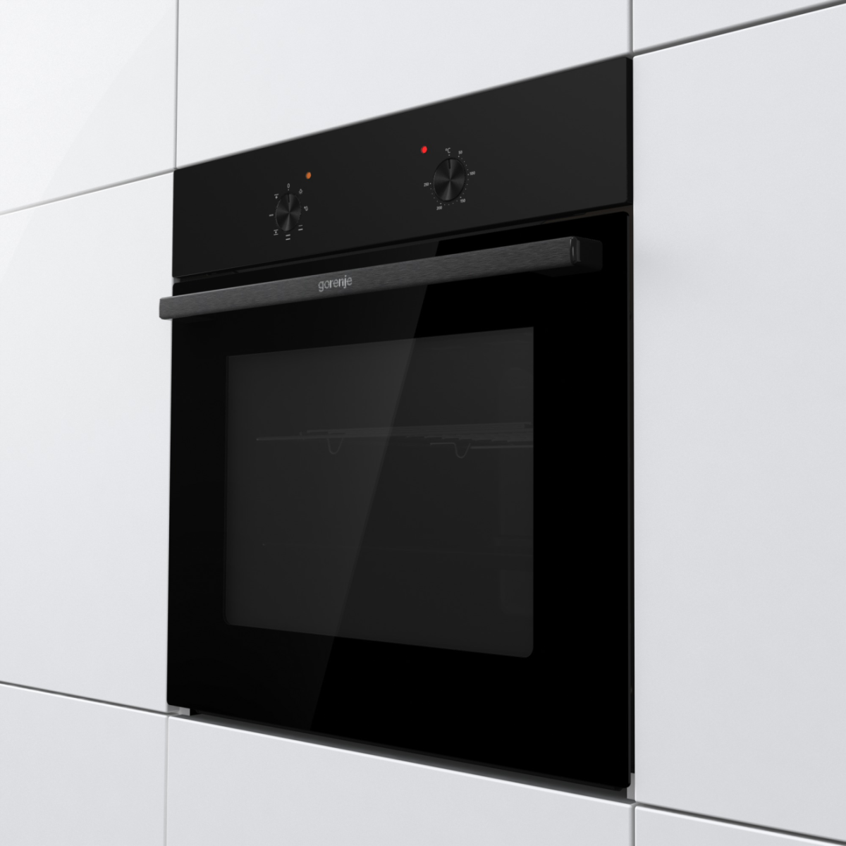 Gorenje Oven | BO6615E01B | 60 L | Electric | EnamelClean | Push pull buttons | Height 59.5 cm | Width 59.5 cm | Black - Image 3