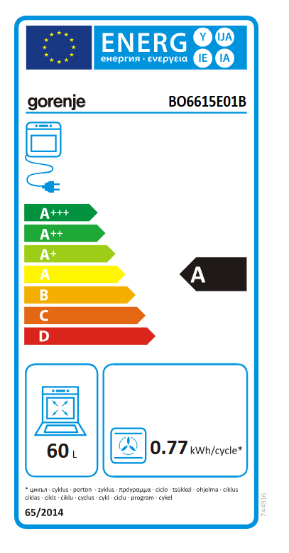 Gorenje Oven | BO6615E01B | 60 L | Electric | EnamelClean | Push pull buttons | Height 59.5 cm | Width 59.5 cm | Black - Image 9