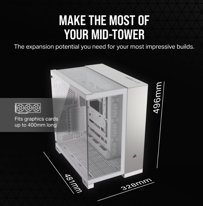 Corsair PC Case | 6500X Dual Chamber | White/Satin Gray Aluminum | Mid-Tower | Power supply included No - Image 7