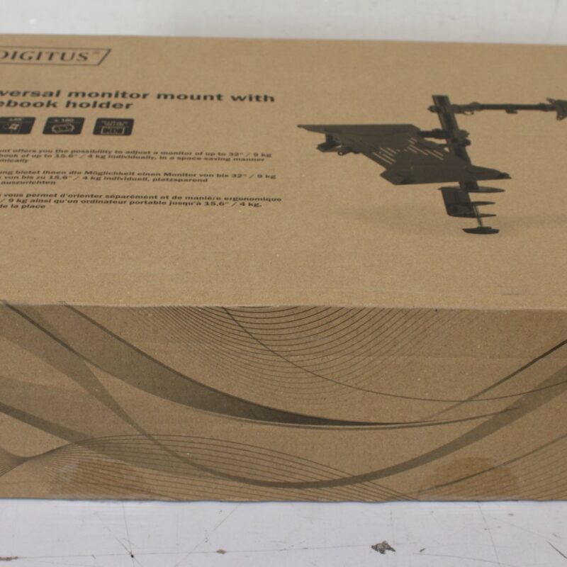 SALE OUT. DIGITUS Universal Monitor Mount with Notebook Holder | SALE OUT. Digitus Desk Mount | DA-90436 | Tilt, swivel, height adjustment, rotate | Maximum weight (capacity) 9 kg | UNPACKED, SCRATCHED ON TUBE | Black