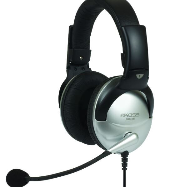 Koss | Headphones | SB45 | Wired | On-Ear | Microphone | Noise canceling | Silver/Black