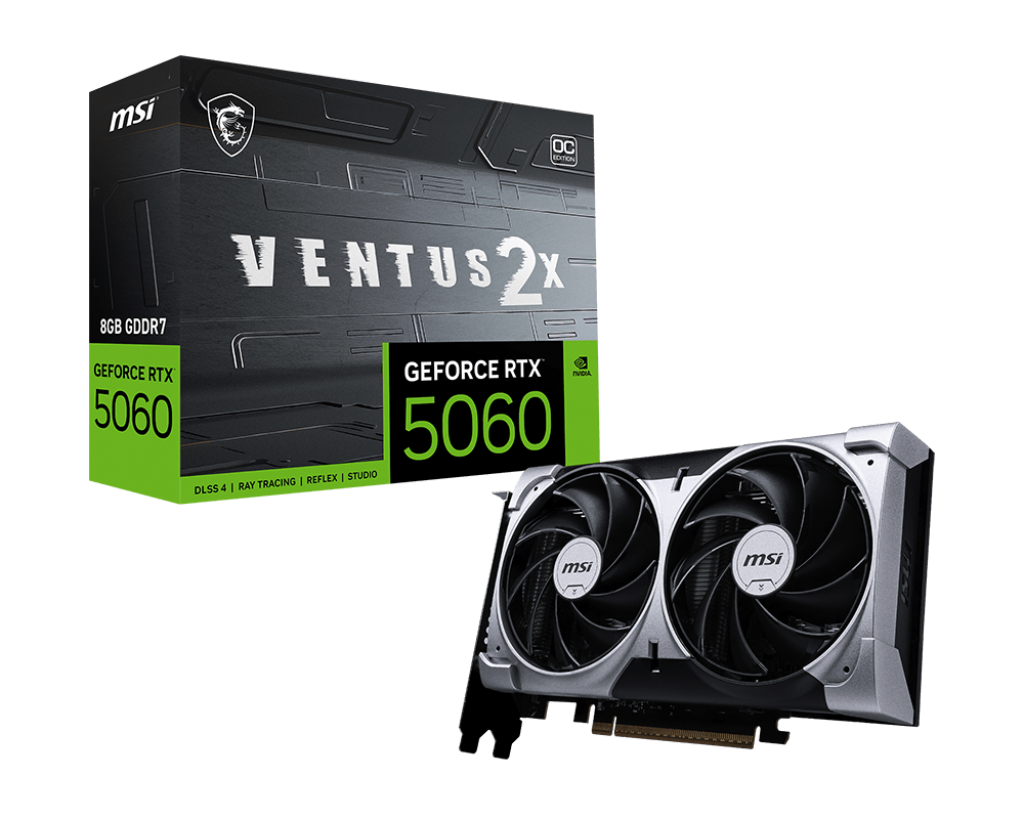 MSI GeForce RTX 5060 8G VENTUS 2X OC | NVIDIA | 8 GB | GeForce RTX 5060 | GDDR7 | HDMI ports quantity 1 | PCI Express Gen 5 x16