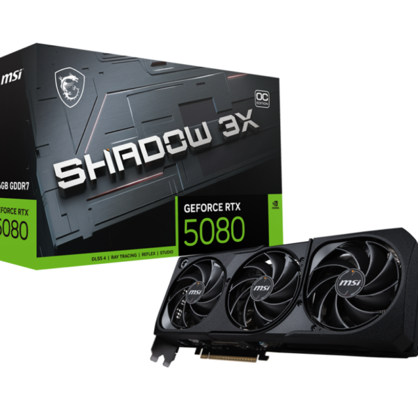 MSI GeForce RTX 5080 16G SHADOW 3X OC Bulk Pack | NVIDIA | 16 GB | GeForce RTX 5080 | GDDR7 | HDMI ports quantity 1 | PCI Express Gen 5