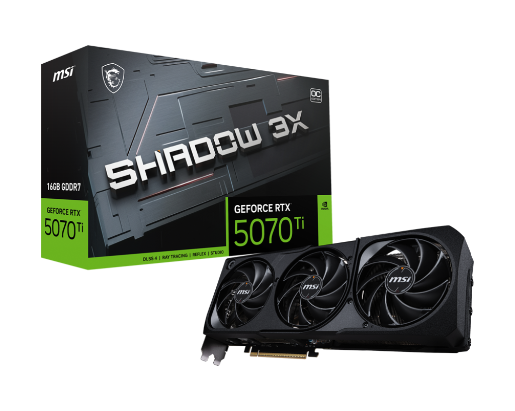 MSI GeForce RTX 5070 Ti 16G SHADOW 3X OC | NVIDIA | 16 GB | GeForce RTX 5070 Ti | GDDR7 | HDMI ports quantity 1 | PCI Express Gen 5