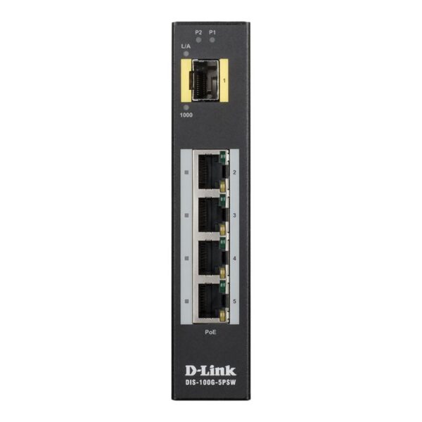 D-LINK  DIS-100G-5PSW L2 Unmanaged Industrial Switch with 4 10/100/1000Base-T ports and 1 1000Base-X SFP  ports | D-Link | 60 month(s)
