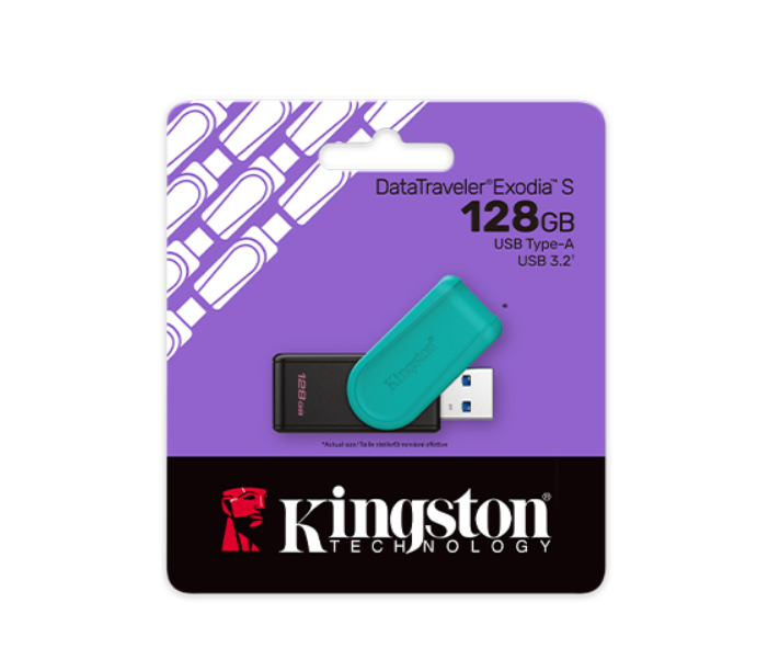 Kingston USB Flash Drive | DataTraveler Exodia S | 128 GB | USB 3.2 Gen 1 | Black/Turquoise - Image 4