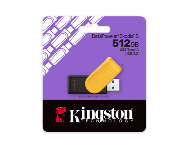Kingston USB Flash Drive | DataTraveler Exodia S | 512 GB | USB 3.2 Gen 1 | Black/Yellow - Image 4