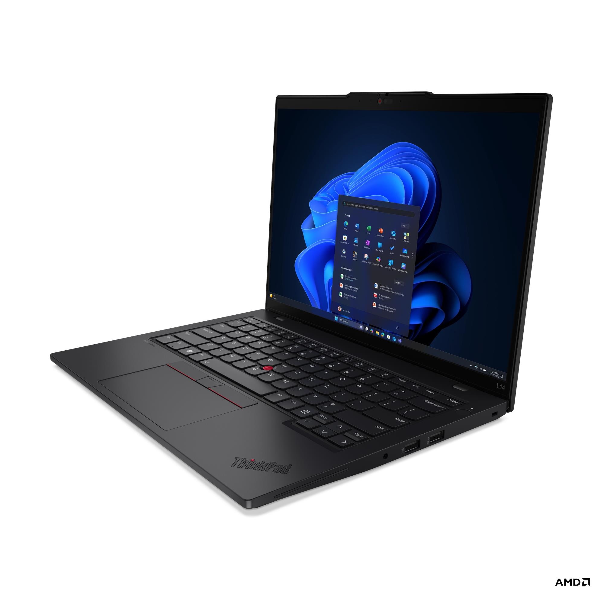 Lenovo ThinkPad L14 G6 AMD | Black | 14 " | IPS | WUXGA | 1920 x 1200 pixels | Anti-glare | AMD Ryzen 5 PRO | 215 | 16 GB | SO-DIMM DDR5 | Solid-state drive capacity 512 GB | AMD Radeon 740M Graphics | Windows 11 Pro | 802.11be | Bluetooth version 5.4 | LTE Upgradable | Keyboard language Nordic | Keyboard backlit | Warranty 36 month(s) | Battery warranty 12 month(s) - Image 3