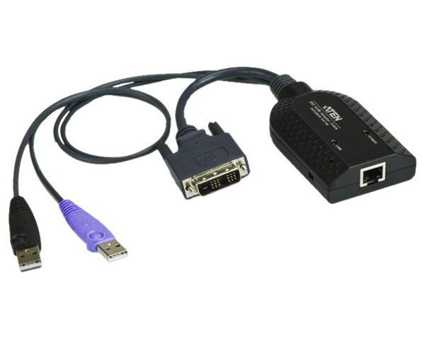 Aten | USB DVI Virtual Media KVM Adapter with Smart Card Support | KA7166 | Link: 1 x RJ-45 Female, Computer: 2 x USB Type A Male, 1 x DVI-D Male.