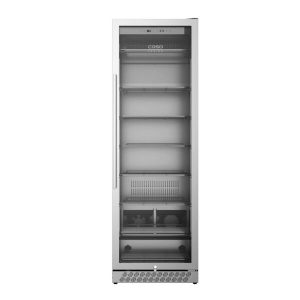 Caso | Dry aging cabinet with compressor technology | DryAged Master 380 Pro | Energy efficiency class Not apply | Food-ageing cabinet with compressor technology | Free standing | Bottles capacity Not apply | Cooling type Compressor technology | Stainless steel
