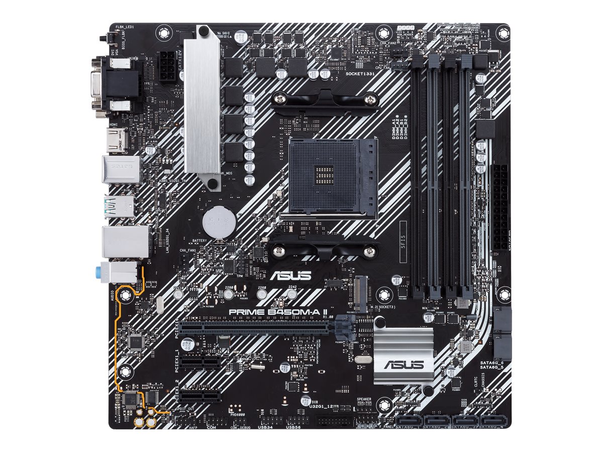 Asus | PRIME B450M-A II | Processor family AMD | Processor socket AM4 | DDR4 | Memory slots 4 | Number of SATA connectors 6 x SATA III | Chipset AMD B | Micro ATX - Image 9