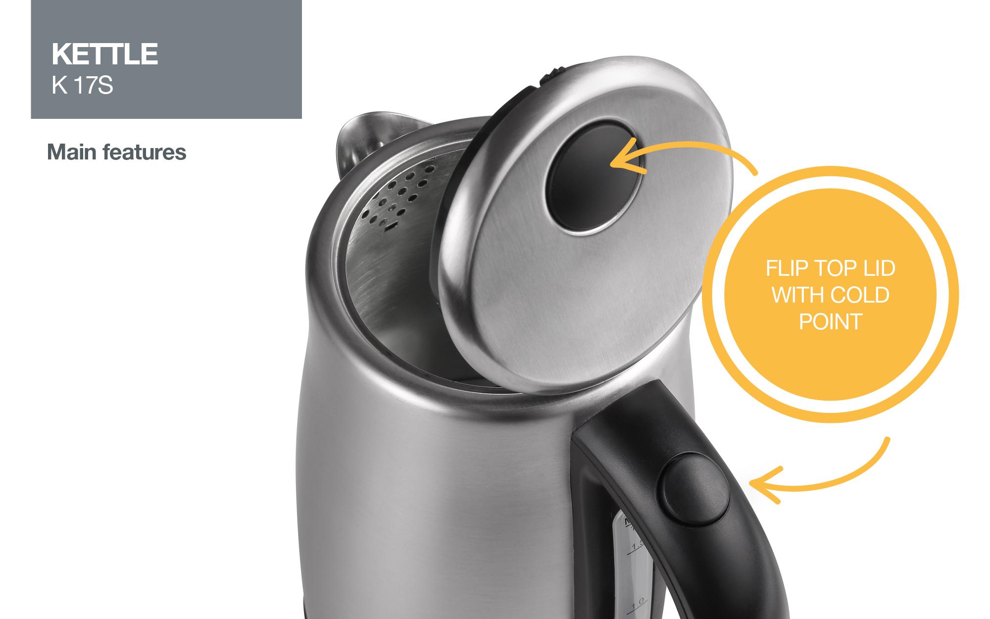 Gorenje | Kettle | K17S | Electric | 2000 W | 1.7 L | Stainless steel | 360° rotational base | Stainless steel - Image 5