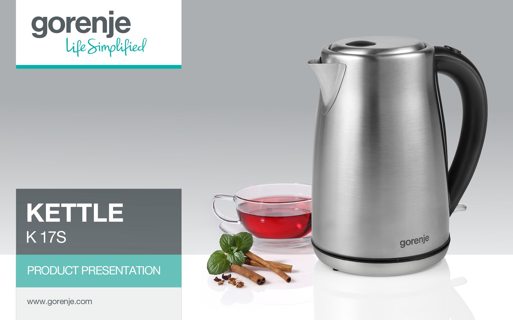 Gorenje | Kettle | K17S | Electric | 2000 W | 1.7 L | Stainless steel | 360° rotational base | Stainless steel - Image 6