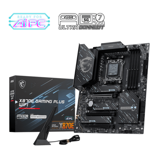 MSI X870E GAMING PLUS WIFI | Processor family AMD | Processor socket AM5 | DDR5 UDIMM | Supported hard disk drive interfaces SATA, M.2 | Number of SATA connectors 4