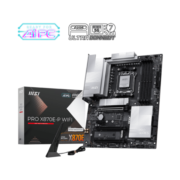 MSI PRO X870E-P WIFI | Processor family AMD | Processor socket AM5 | DDR5 UDIMM | Supported hard disk drive interfaces SATA, M.2 | Number of SATA connectors 4