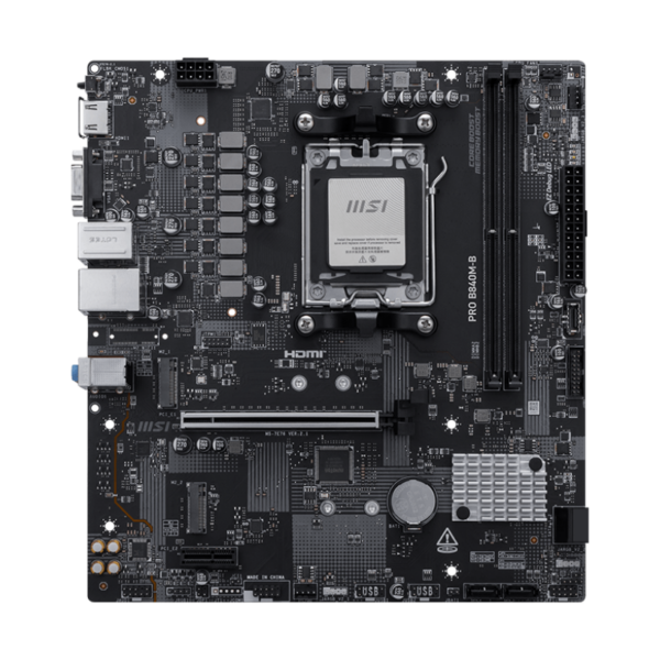 MSI PRO B840M-B | Processor family AMD | Processor socket AM5 | DDR5 | Supported hard disk drive interfaces SATA, M.2 | Number of SATA connectors 4