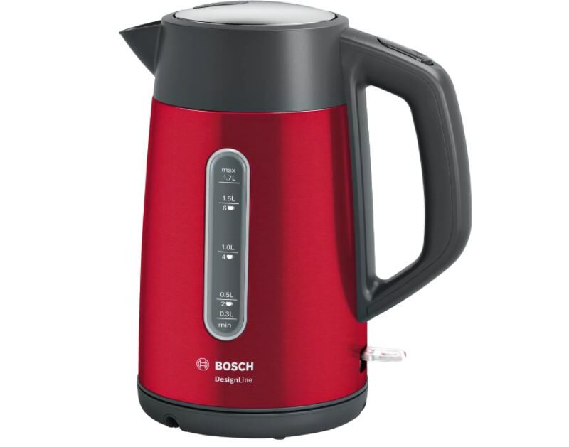 Bosch | Kettle | DesignLine TWK4P434 | Electric | 2400 W | 1.7 L | Stainless steel | 360° rotational base | Red/Black