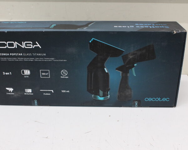 SALE OUT. Cecotec Conga Popstar Glass Titanium Window vacuum cleaner | Cecotec Window Vacuum Cleaner | Conga Popstar Glass Titanium | Cordless | Black | DAMAGED PACKAGING, UNPACKED