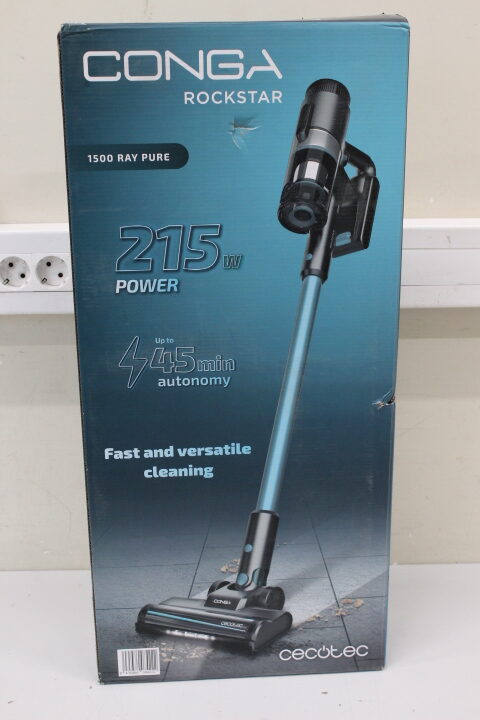 SALE OUT. Cecotec Vacuum cleaner | Conga Rockstar 1500 Ray Pure | Cordless operating | Handstick | 215 W | 25.2 V | Operating time (max) 45 min | Black/Grey | Warranty 24 month(s) | DAMAGED PACKAGING, USED, DIRTTY, SCRATCHED