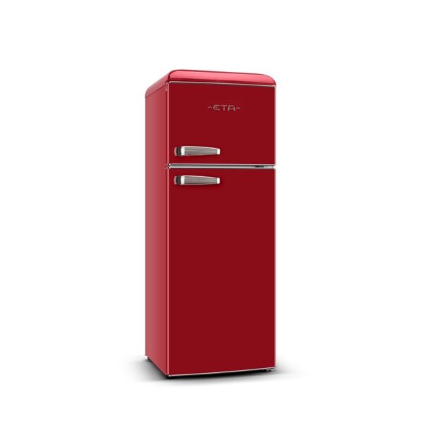 ETA | Refrigerator | ETA253490030E Storio retro | Energy efficiency class E | Free standing | Double Door | Height 148.2 cm | Fridge net capacity 170 L | Freezer net capacity 45 L | 44 dB | Red