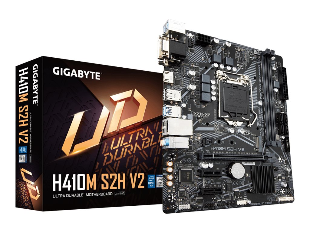 Gigabyte | H410M S2H V2 1.0 M/B | Processor family Intel | Processor socket LGA1200 | DDR4 DIMM | Memory slots 2 | Supported hard disk drive interfaces SATA, M.2 | Number of SATA connectors 4 | Chipset Intel H | Micro ATX - Image 7