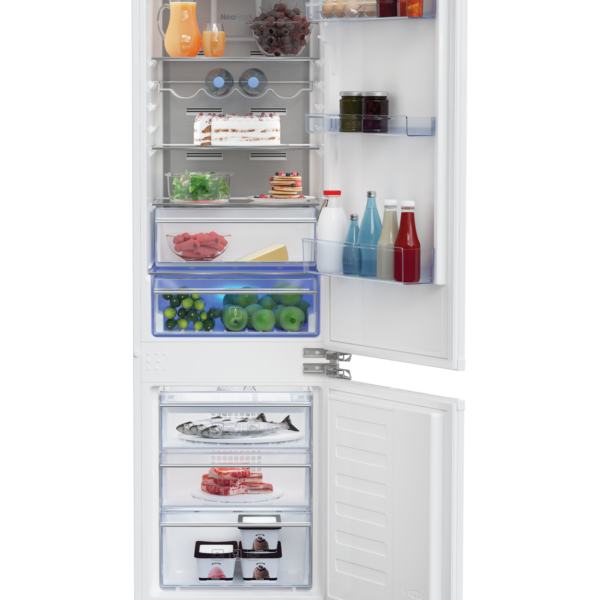 BEKO Refrigerator | BCNA275E4FN | Energy efficiency class E | Built-in | Combi | Height 177.5 cm | No Frost system | Fridge net capacity 185 L | Freezer net capacity 69 L | Display | 38 dB | White