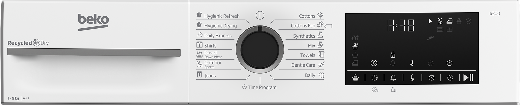 BEKO | Dryer Machine with Heat Pump | BM3T49230W | Energy efficiency class E | Front loading | 9 kg | Digital | Depth 60.7 cm | White - Image 3