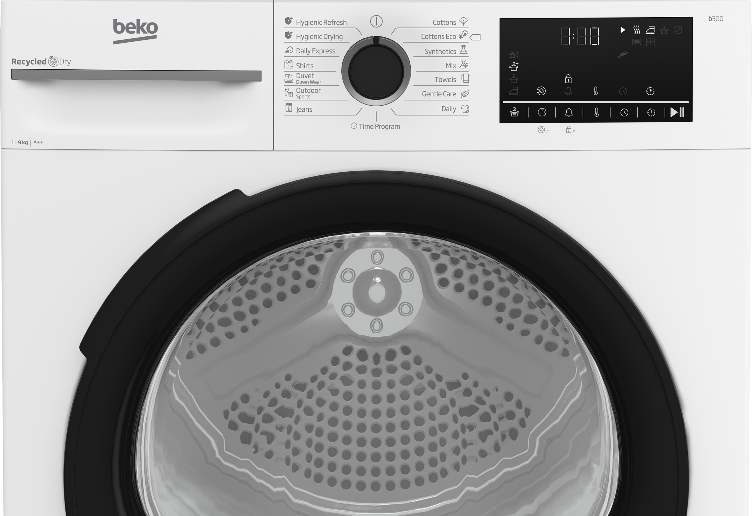 BEKO | Dryer Machine with Heat Pump | BM3T49230W | Energy efficiency class E | Front loading | 9 kg | Digital | Depth 60.7 cm | White - Image 4