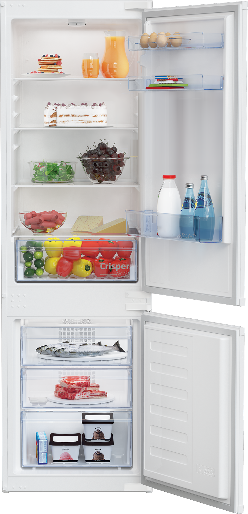 BEKO Refrigerator | BCHA275K41SN | Energy efficiency class E | Built-in | Combi | Height 177.5 cm | No Frost system | Fridge net capacity 193 L | Freezer net capacity 69 L | 38 dB | White - Image 2
