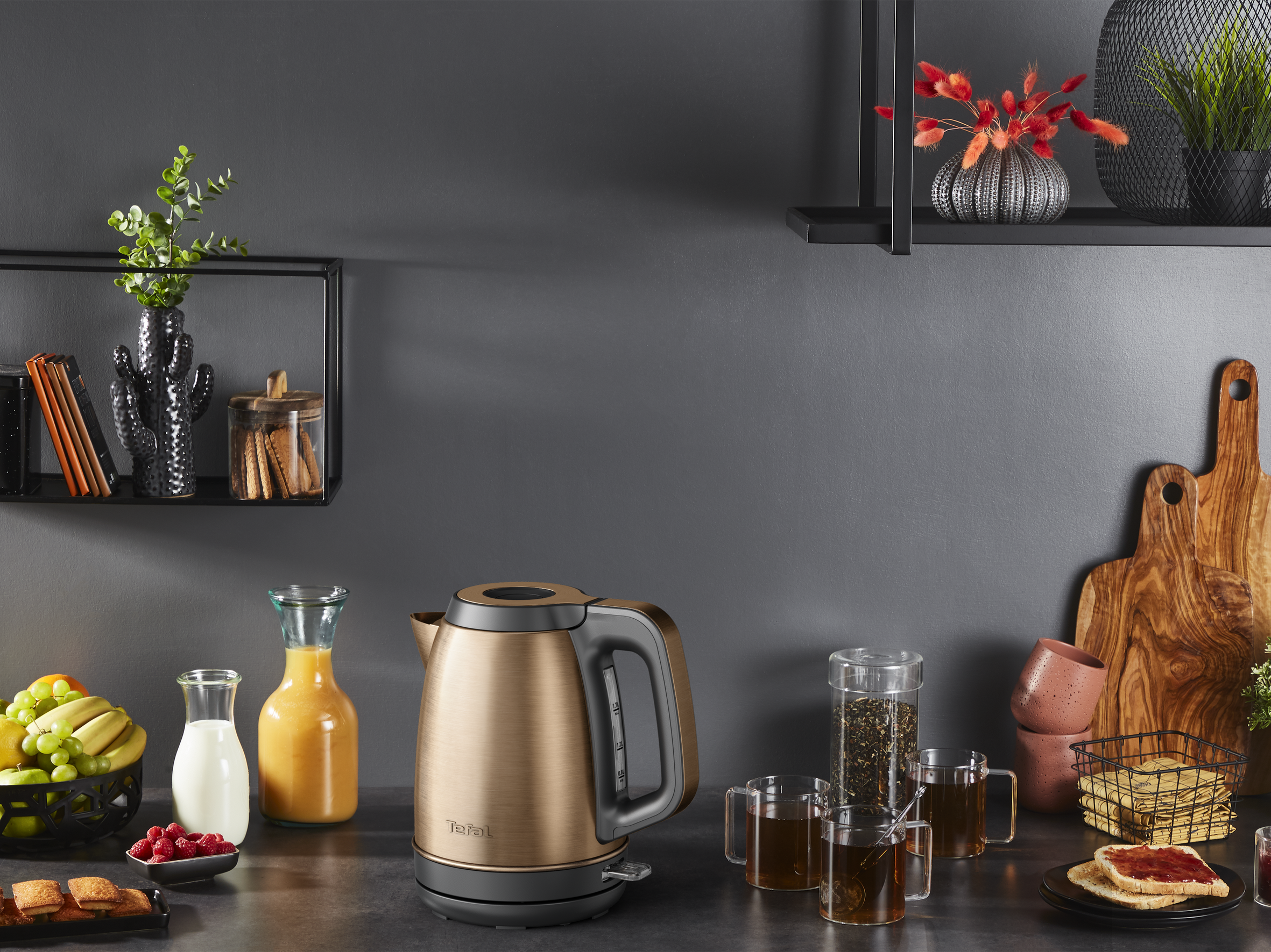 TEFAL Coppertinto Kettle | KI280G10 | Electric | 2400 W | 1.7 L | Stainless steel | 360° rotational base | Copper/Black - Image 4