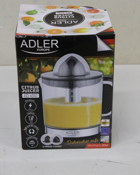 SALE OUT. Adler AD 4012 Citrus Juicer, 2 Pressing Cups for Big and Small Citrus Fruits, 40W, Black | Adler Citrus Juicer | AD 4012 | Type  Citrus juicer | Black | 40 W | Number of speeds 1 | DAMAGED PACKAGING