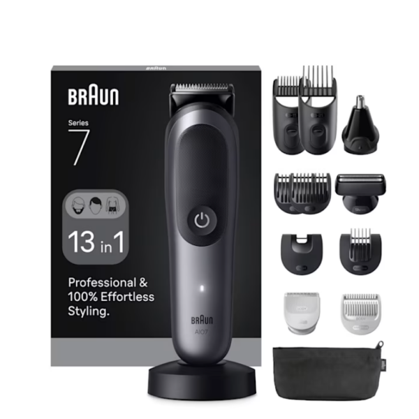 Braun 13in1 Grooming Kit | All-in-One Series 7 AIO7560 | Cordless | Number of length steps 14 | Black/Grey