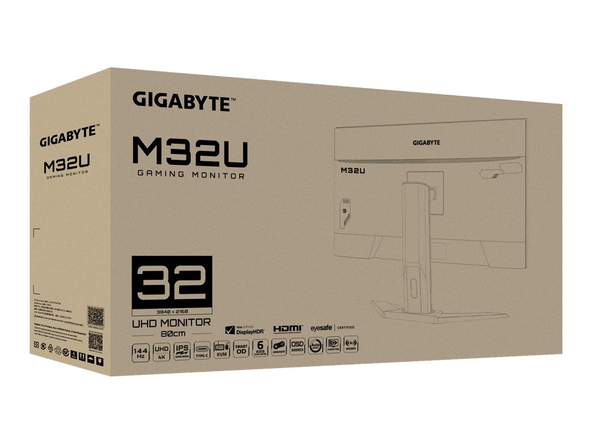 Gigabyte | Gaming Monitor | M32U-EK | 32 " | IPS | UHD | 144 Hz | 1 ms | 3840 x 2160 pixels | 350 cd/m² | 1 x Audio out | HDMI ports quantity 2 | Black | Warranty 36 month(s) - Image 15