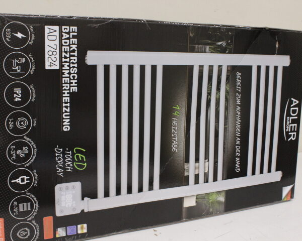 SALE OUT. Adler AD 7824 LED Electric Bathroom Radiator, White | Adler LED Electric Bathroom Radiator | AD 7824 | Radiator | 600 W | White | DAMAGED PACKAGING | IP24