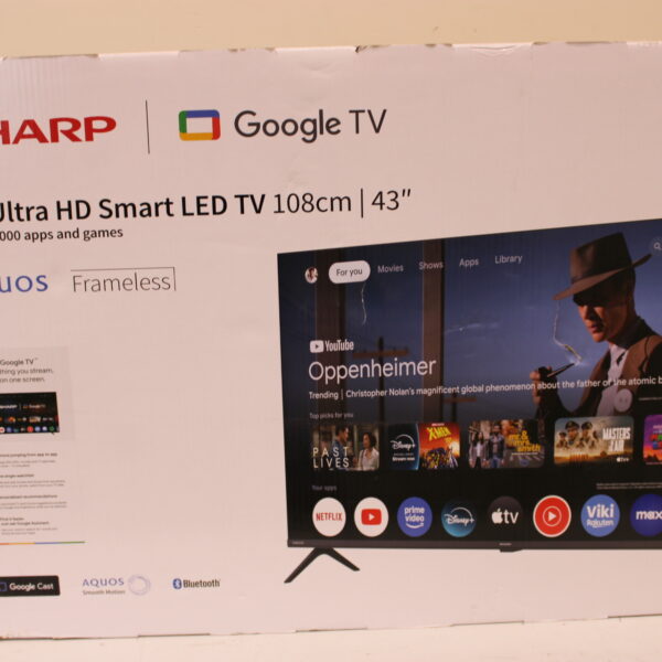 SALE OUT. Sharp 43HL4265E | 43 | Smart TV | Google TV | UHD | Black | DAMAGED PACKAGING