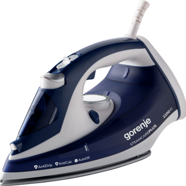 Gorenje | SIH2200BLC | Steam Iron | 2200 W | Water tank capacity 280 ml | Continuous steam 30 g/min | Steam boost performance 90 g/min | Blue/White